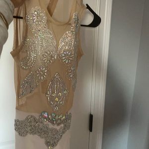 Customs made white and rhinestone dress